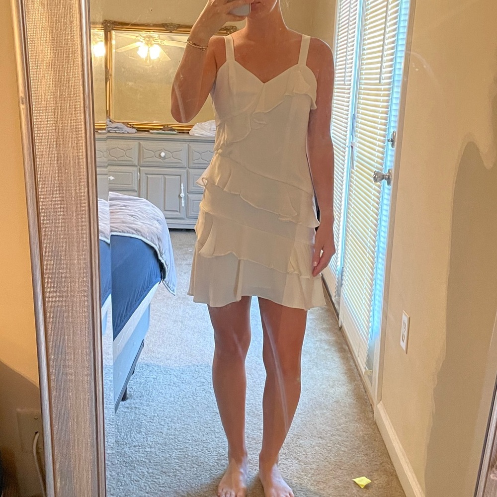 Parker NY White Ruffle Tank Dress size Small